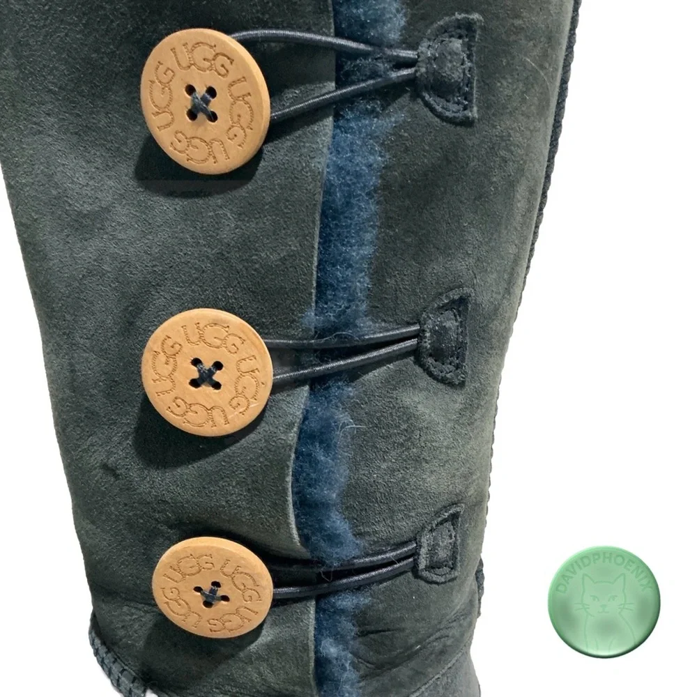 UGG Australia Bailey Button Triplet II Boots – Blue Suede, Women’s Size‎ 6